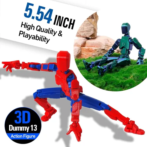 Miniatura 2 de FoxVilla Figura de acción T13 de montaje completada, figura de acción impresa en 3D de Titan 13, Lucky 13 Maniquí ensamblado 13 brilla en la Verde