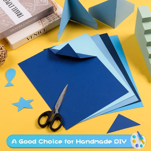 Miniatura 5 de MixTeach 240 hojas de papel de cartulina azul surtido 8.5 x 11" de grosor medio 180gsm/65lb papel kraft imprimible para álbumes de recortes