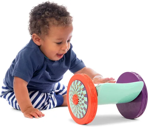 Miniatura 2 de B. toys – Juguetes para bebés con espejo y ruedas sensoriales rodantes – Espejo interactivo Roly-Poly para tiempo boca abajo y gateo – Aprendizaje