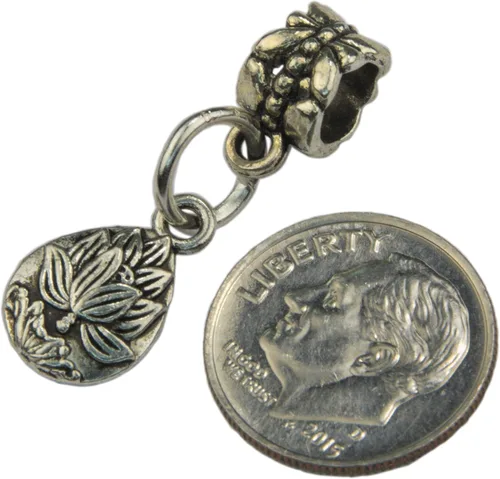 Miniatura 2 de Encanto, flor de loto antiguo color plata colgante encanto, aleación, No es una piedra preciosa
