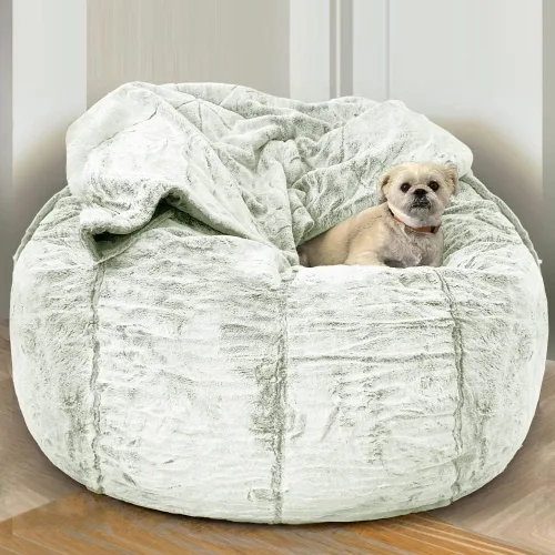 Miniatura 2 de Funda para sillones, 6 pies, redonda, gigante, perezosa, para sofá, cama, saco sin relleno, puf de terciopelo esponjoso, puf, asiento de piso, puf