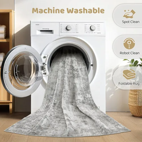 Miniatura 190 de Alfombra de pasillo lavable para cocina: 3 x 10 pies, antideslizante, abstracto, suave, moderno, resistente a las manchas, para interiores, piso