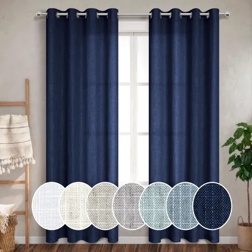 Miniatura 9 de Pitalk Cortinas de dormitorio azul oscuro de 72 pulgadas de largo con ojales, decoración náutica costera masculina, decoración náutica, Azul marino