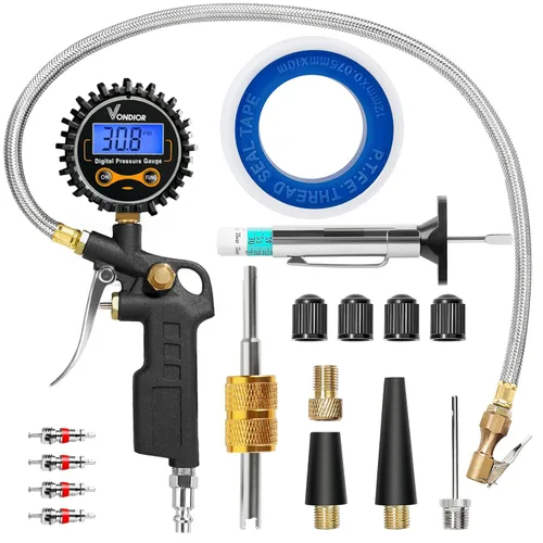 Miniatura 13 de Vondior Medidor de presión de neumáticos con tubo (0-60 PSI), medidor de presión de aire certificado ANSI preciso con esfera brillante grande