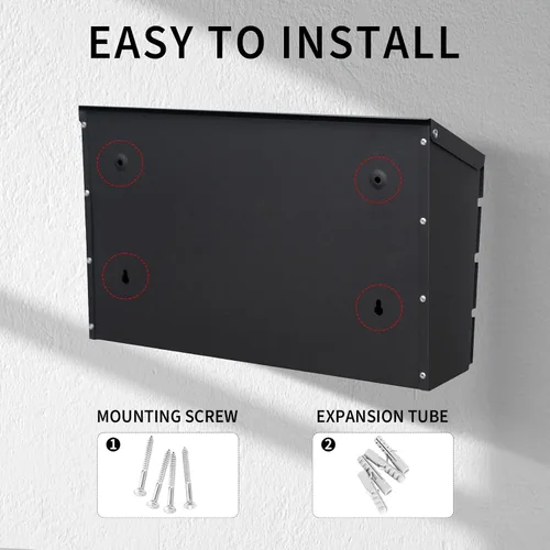 Miniatura 7 de Buzón de montaje en pared para casa exterior, buzón de gran capacidad con caja de depósito, caja postal de acero galvanizado y metal a prueba