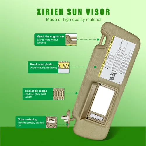 Miniatura 2 de Visera solar para el lado izquierdo del conductor para Toyota Highlander 2014 2015 2016 2017 2018 2019, color beige con luz, reemplaza la parte #