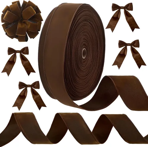 Miniatura 12 de Cinta de terciopelo de Navidad de 100 yardas, cinta ancha de Navidad con cable, cinta de Navidad para exteriores, impermeable, envoltura