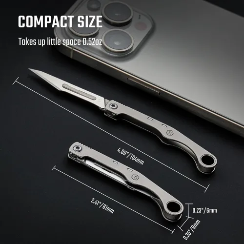 Miniatura 6 de KeyUnity KK13 Cuchilla de Utilidad de Precisión para Manualidades Mango de Titanio Mini Herramienta de Corte para Artes Manualidades Proyectos
