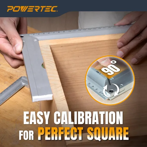 Miniatura 10 de POWERTEC Reglas rectas de aluminio para maquinista de 38 pulgadas y escuadra en L de 3 piezas, para verificar deformaciones de superficie