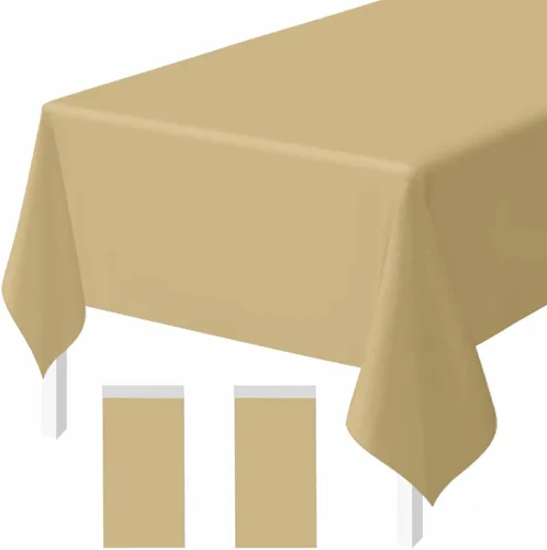 Miniatura 12 de Paquete de 2 Manteles de Plástico Beige Desechables Cubiertas de Mesa Mantel Rectangular Beige para Fiesta Baby Shower Boda Cumpleaños Mantel