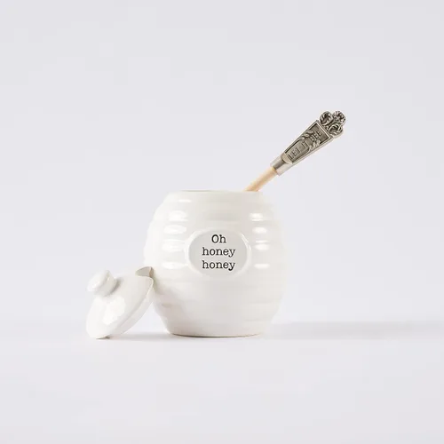 Miniatura 7 de Mud Pie Juego de servir Honey Pot, color blanco