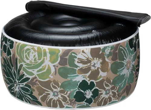 Miniatura 7 de Magpie Fabrics Taburete inflable otomano de 20 pulgadas de diámetro x 9 pulgadas de alto, reposapiés redondo para exteriores con bomba de pie, Verde
