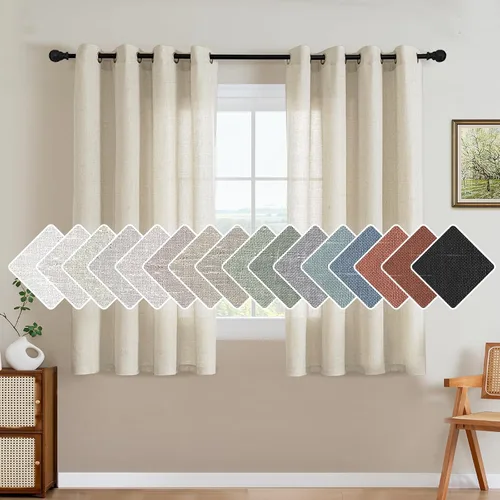 Miniatura 39 de H.VERSAILTEX Elegant - Cortinas texturizadas de lino natural mezclado con eficiencia energética, filtrado de luz, con ojales de níquel