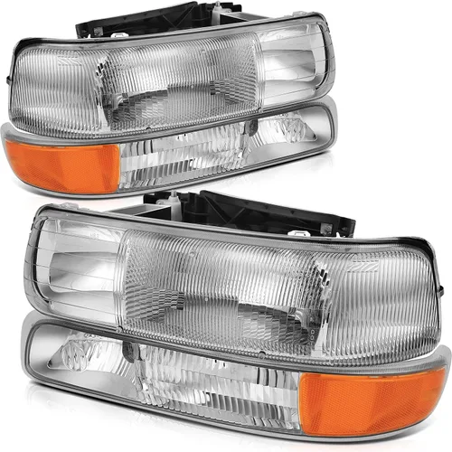 Miniatura 41 de Conjunto de faros delanteros para Chevy Avalanche 1500 2003-2006 para Avalanche 2500 03-06 para 1500 Classic 2007 carcasa negra reflector ámbar