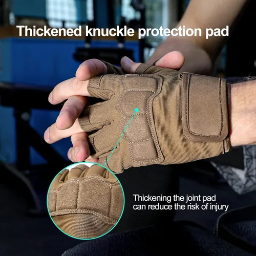 Miniatura 6 de Guantes de entrenamiento para hombre para levantamiento de pesas - Guantes de ejercicio para hombres y mujeres con soporte para muñequera, Marrón