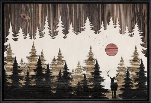 Miniatura 23 de IDEA4WALL Lienzo enmarcado para pared, decoración occidental, collage de polígonos de diamantes, paneles geométricos abstractos de madera, arte