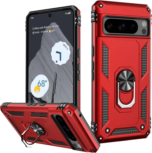 Miniatura 116 de LUMARKE Funda para Google Pixel 5 con protector de pantalla, pasa 16 pies, probada en caídas, grado militar, con soporte de anillo magnético, Rojo