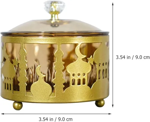 Miniatura 2 de Bandeja de Ramadán con tapa Eid Mubarak Bandeja decorativa para Ramadán, contenedor de alimentos para galletas Eid, caja de baratijas