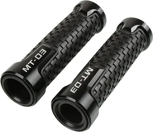 Agarres de mano de motocicleta CNC de aluminio para manubrio de goma antideslizante para mango Yamaha MT03 MT-03 MT 03 2015-2022 (color negro)
