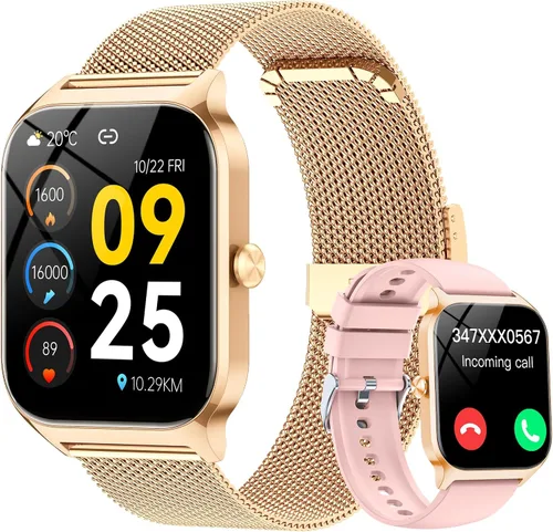Miniatura 12 de CASCHO Relojes inteligentes para mujer (Android/iOS), reloj inteligente HD de 1.85 pulgadas con llamadas/mensajes/control de voz AI, monitor