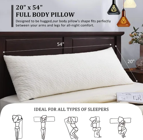 Miniatura 3 de Basic Beyond Almohadas de espuma viscoelástica - Almohadas largas para adultos, 20 x 54, duermen de lado y espalda