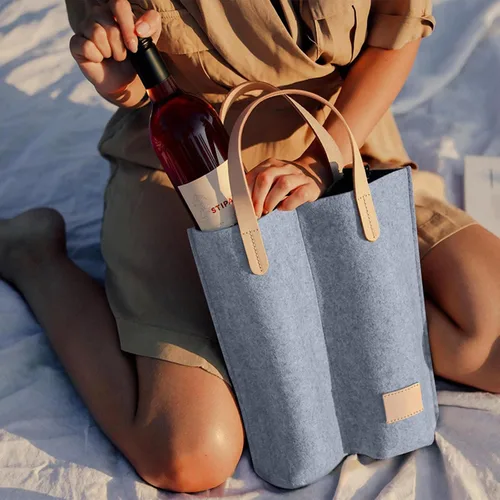 Miniatura 5 de Bolsas de vino Daphilly, 2 piezas 2 botellas de fieltro de alta calidad para regalo de vino para cumpleaños, Navidad, baby shower, boda, graduación