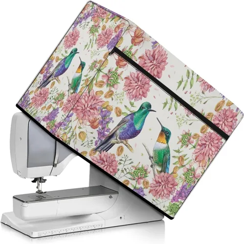 Miniatura 14 de Mumeson Cubierta antipolvo para máquina de coser de gatos negros con flores, para la mayoría de máquinas de coser estándar, plegable, duradera