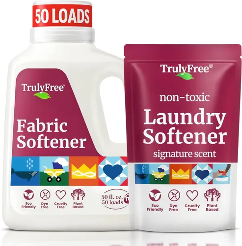 Truly Free Suavizante de telas natural, no tóxico para pieles sensibles de bebés y niños, acondicionador suavizante de ropa a base de plantas,