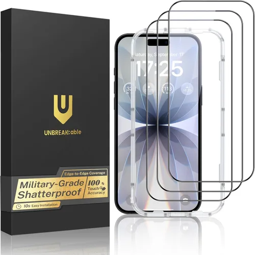 Miniatura 18 de UNBREAKcable Protector de pantalla para iPhone 17 Pro Max, 3 unidades de vidrio templado de cobertura completa [grado militar inastillable]
