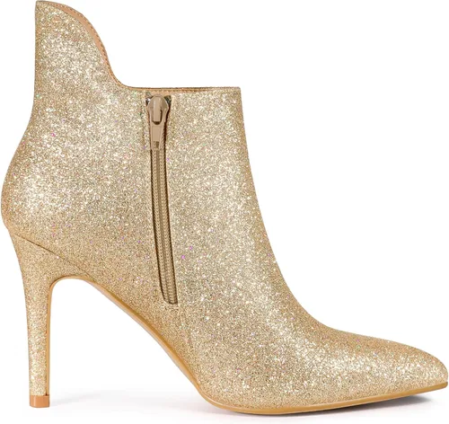 Miniatura 6 de Allegra K Botines de tacón de aguja brillantes con recorte de punta y purpurina para mujer