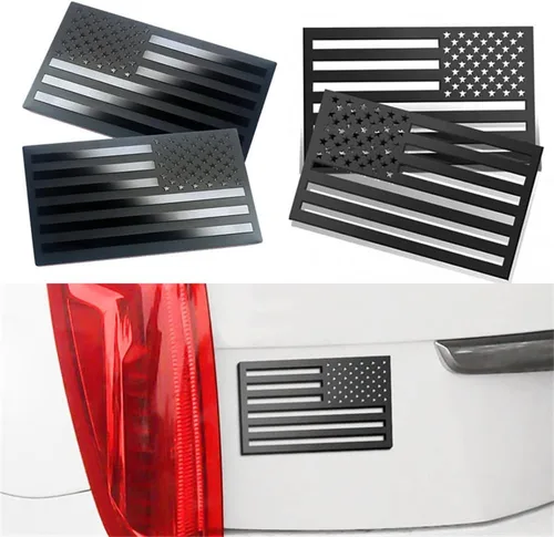 Miniatura 5 de Paquete de 2 insignias de guardabarros con bandera estadounidense 3D de Estados Unidos para automóvil, camión, SUV, calcomanía de bandera de Estados