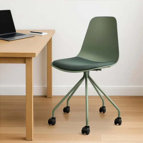 Miniatura 2 de 2xhome Bonita silla de escritorio minimalista Sin brazos, ruedas rodantes, espacio pequeño, diseño delgado Niños, adolescentes, sala de estar