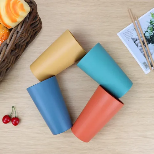 Miniatura 3 de Homienly Vasos de plástico reutilizables – Vasos irrompibles de paja de trigo y vasos de agua Vasos de plástico apilables multicolores, aptos