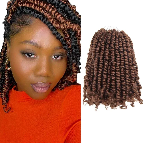 Miniatura 106 de BOHOBABE Cabello de Ganchillo Pre-retorcido Passion Twist de 14 Pulgadas Cabello Corto Ombré Gris Pre-enrollado de Ganchillo Passion Twist para Gris