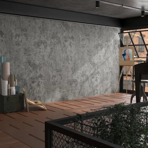 Miniatura 4 de Papel tapiz de hormigón agrietado gris grueso de 12"x79" despegable y adhesivo (Muestra) Impermeable Papel de contacto de cemento gris Vinilo DIY