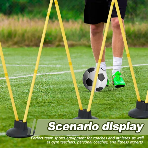 Miniatura 5 de Wenqik Juego de 12 bastones de agilidad de fútbol con 6 bastones de entrenamiento, bases de fútbol, poste de velocidad desmontable, altamente