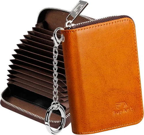 Miniatura 44 de FurArt Cartera con Cremallera para Mujeres, Cartera con Bloqueo RFID para Tarjetas de Crédito, Portador de Tarjetas de Presentación, Cartera Llavero