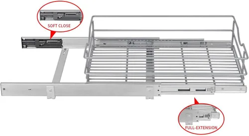 Miniatura 3 de Organizador de gabinete extraíble, (20½ pulgadas de ancho x 20 pulgadas de profundidad), cajón extraíble de cierre suave, organizador deslizante