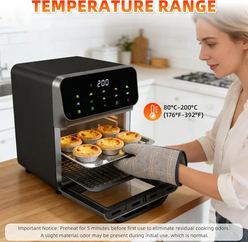 Miniatura 7 de Combo de horno freidora de aire 10 en 1, freidora de aire de convección de encimera, horno con tostadora ventana transparente para la familia