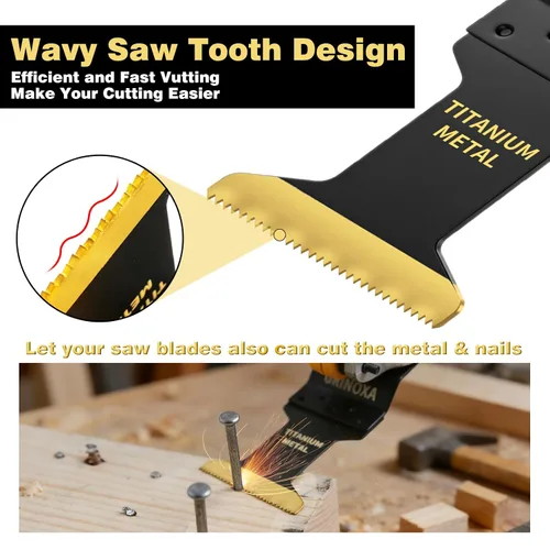 Miniatura 5 de 3 cuchillas oscilantes de titanio, cuchillas multiherramienta universales profesionales para uñas de metal y madera, aptas para Dewalt Milwaukee