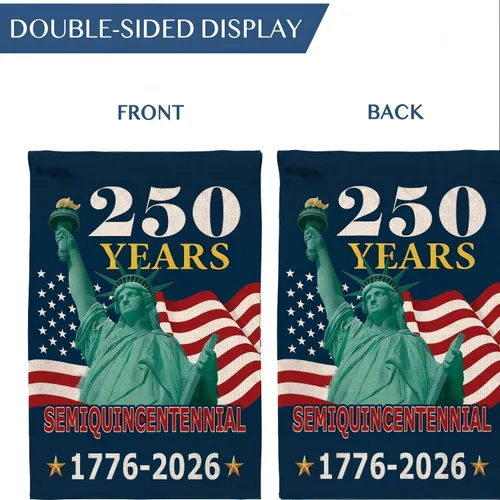 Miniatura 3 de Bandera de jardín de 250 años de América, pancarta patriótica de doble cara del 250 aniversario de Estados Unidos, diseño de estatua de la libertad