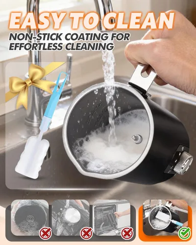 Miniatura 6 de Espumador de leche eléctrico 5 en 1, espumador de leche automático para hacer chocolate caliente con mango de grano de madera, calentador de leche