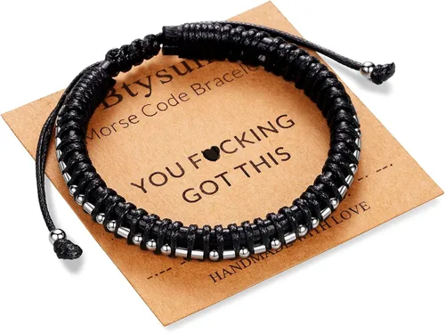 Miniatura 50 de Regalos inspiradores para hombres, pulseras con código morse, pulseras para hombre, regalos de graduación para él, Día del Padre, pulsera de cuero