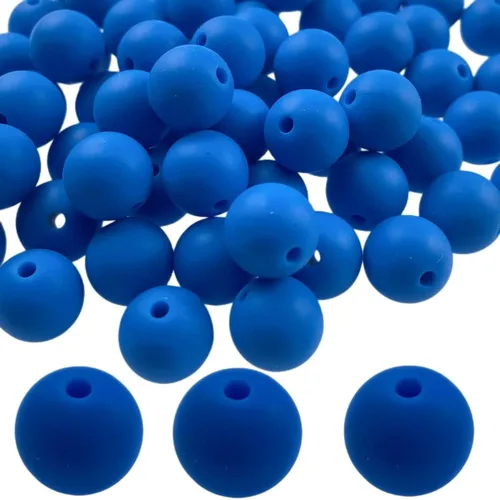 Miniatura 26 de Cuentas de silicona, 70 cuentas redondas de silicona de 0.472 pulgadas para hacer llaveros, pulseras, collares, aretes, joyas, manualidades (azul)