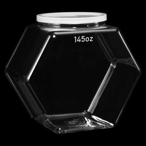 Uiifan Tarro de plástico para dulces con tapa, cuencos de pescado transparentes, recipientes hexagonales para aperitivos, comida de perro, mascotas