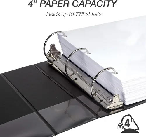 Miniatura 29 de Samsill - Carpeta duradera de 5 pulgadas, fabricada en los Estados Unidos, con anillos en D, transparente y personalizable, color blanco