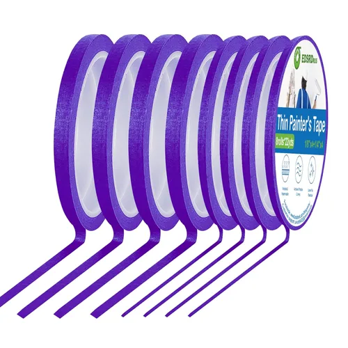 Miniatura 9 de EDSRDRUS Cinta Fina para Pintores 1/8, 1/4, 1/2 pulgada de Ancho Cinta para Pintor Cinta de Pintura, Cinta de Enmascarar, Cinta de Rayas, Cinta