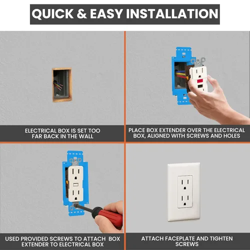 Miniatura 3 de BWP Paquete de 1 Extensor de Caja de Toma Eléctrica de 1 Banda - Extensor de Caja Eléctrica con 2 Tornillos - Extensor de Caja de Toma de Banda Única