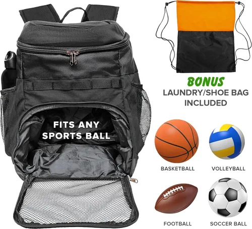 Miniatura 3 de Xelfly Mochila de baloncesto con compartimento para pelotas