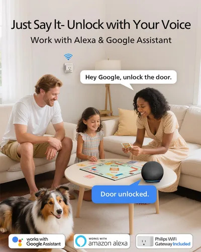 Miniatura 3 de Cerradura inteligente Philips WiFi con asa, cerradura de puerta sin llave con huella dactilar y puente WiFi, cerraduras inteligentes para puerta